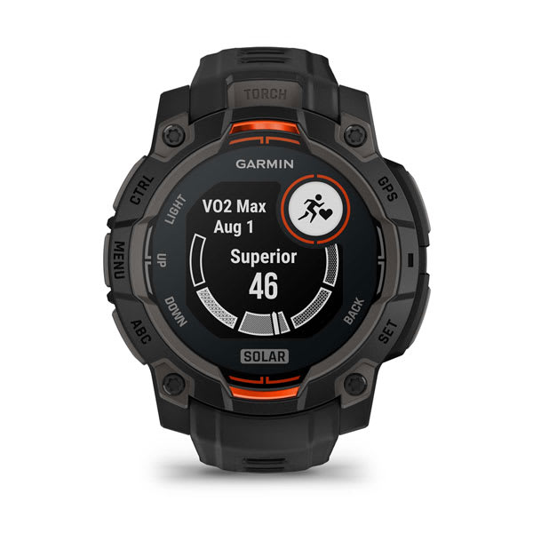 Instinct® 3 – 45 mm, Solar, Svart med Svart Rem – Garmin