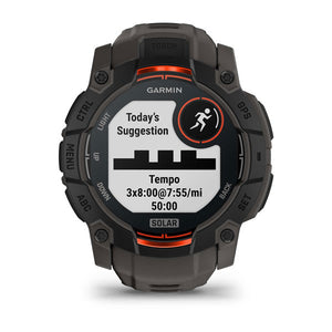 Instinct® 3 – 50 mm, Solar, Svart med Charcoal Rem – Garmin