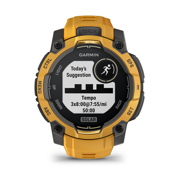 Instinct® 3 – 45 mm, Solar, Sunburst med Sunburst/Grå rem – Garmin