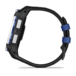 Instinct® 3 – 50 mm, Solar, Whitestone med Svart/Bolt Blue rem – Garmin